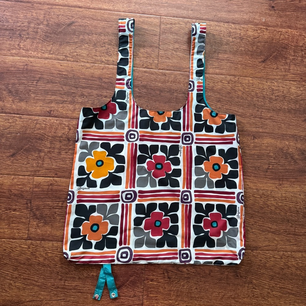 Brighton Bag Multicolor Floral Fabric Reusable Foldable Bag NWOT - Picture 2 of 6